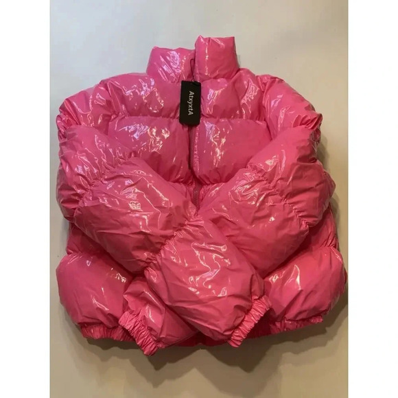 AtxyxtA Women Puffer Coat Hot Pink Medium